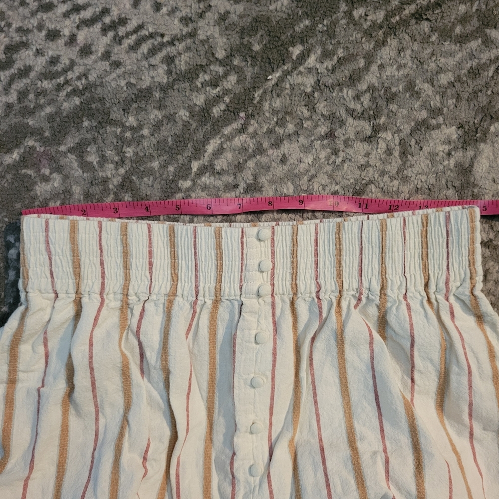 Madewell Linen-Cotton Smocked-Waist Button-Front Midi Skirt Size Medium - Picture 7 of 11